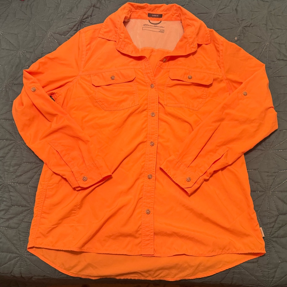 Eddie Bauer Women’s Medium Button Up Top Medium M - hiking gear - M - orange